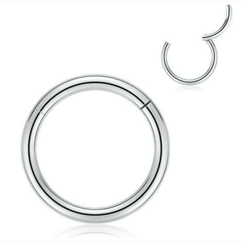2PC Stainless Steel Segment Hinged Clicker Ear Nose Body Ring Lip Hoop Piercing