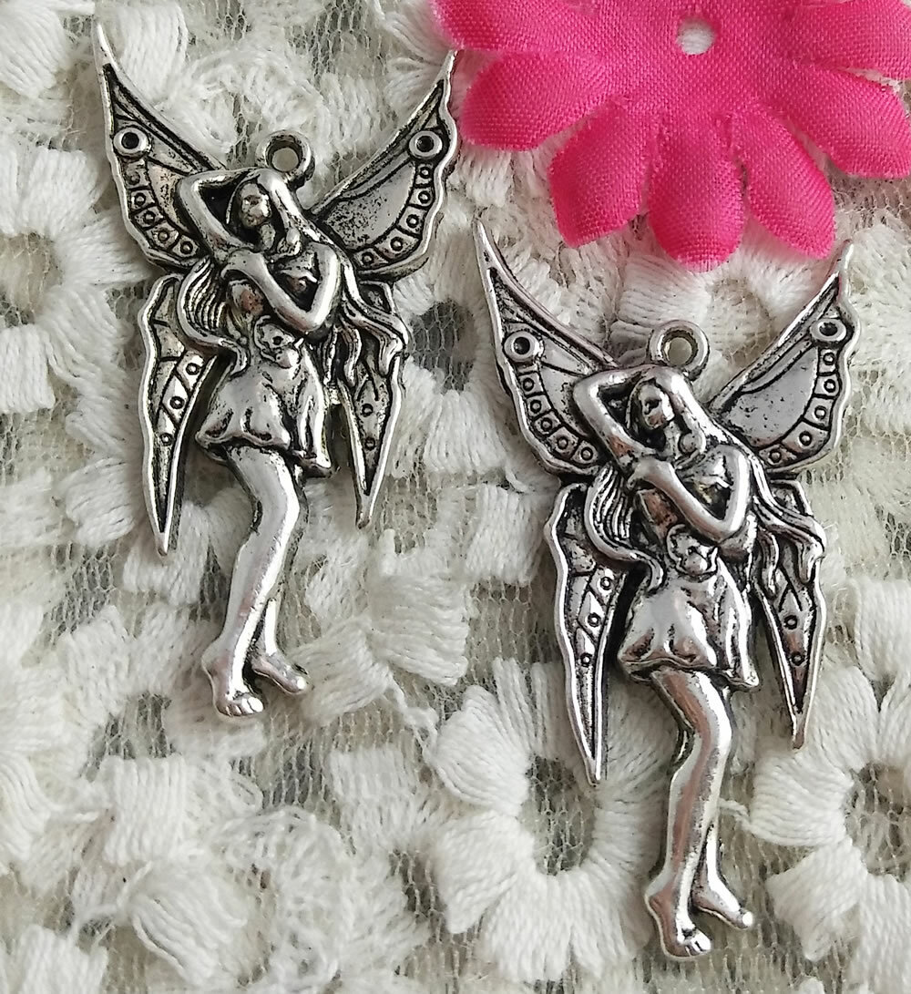 Free Ship 18 pcs Antique silver fairy charms pendant 49X26mm H-3242