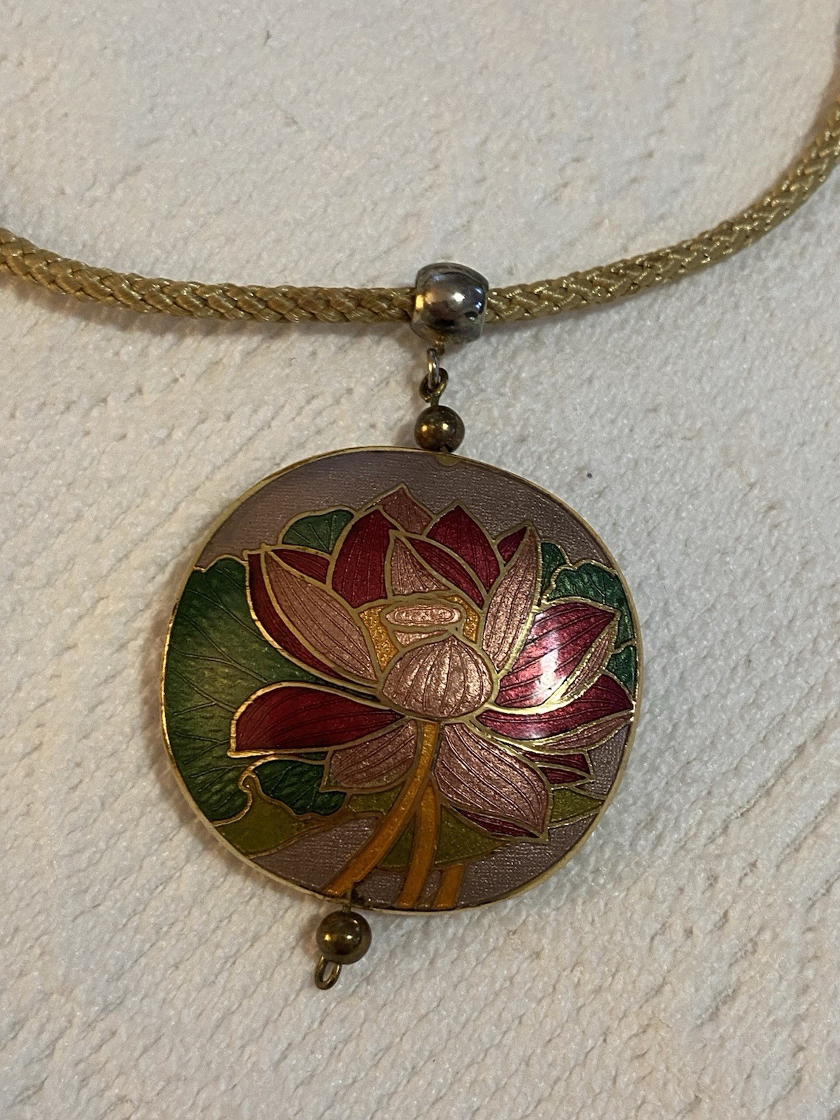 Vintage Sea Gems Cloisonné Necklace Pendant & Earrings 23”