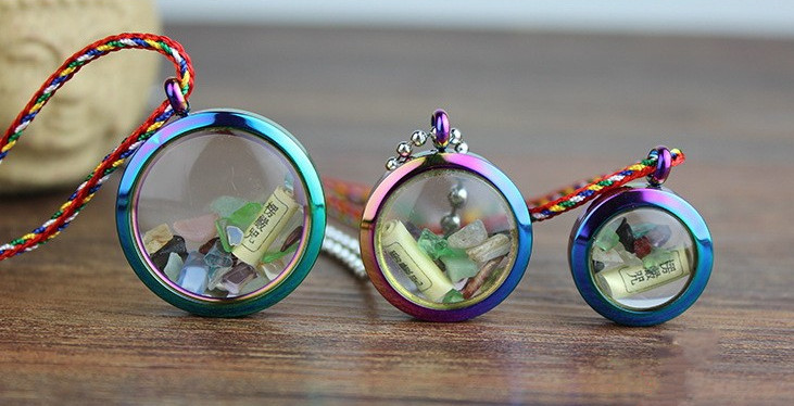 Steel+ Glass Waterproof Medicine Box Pill Case Necklace Beads Pendants