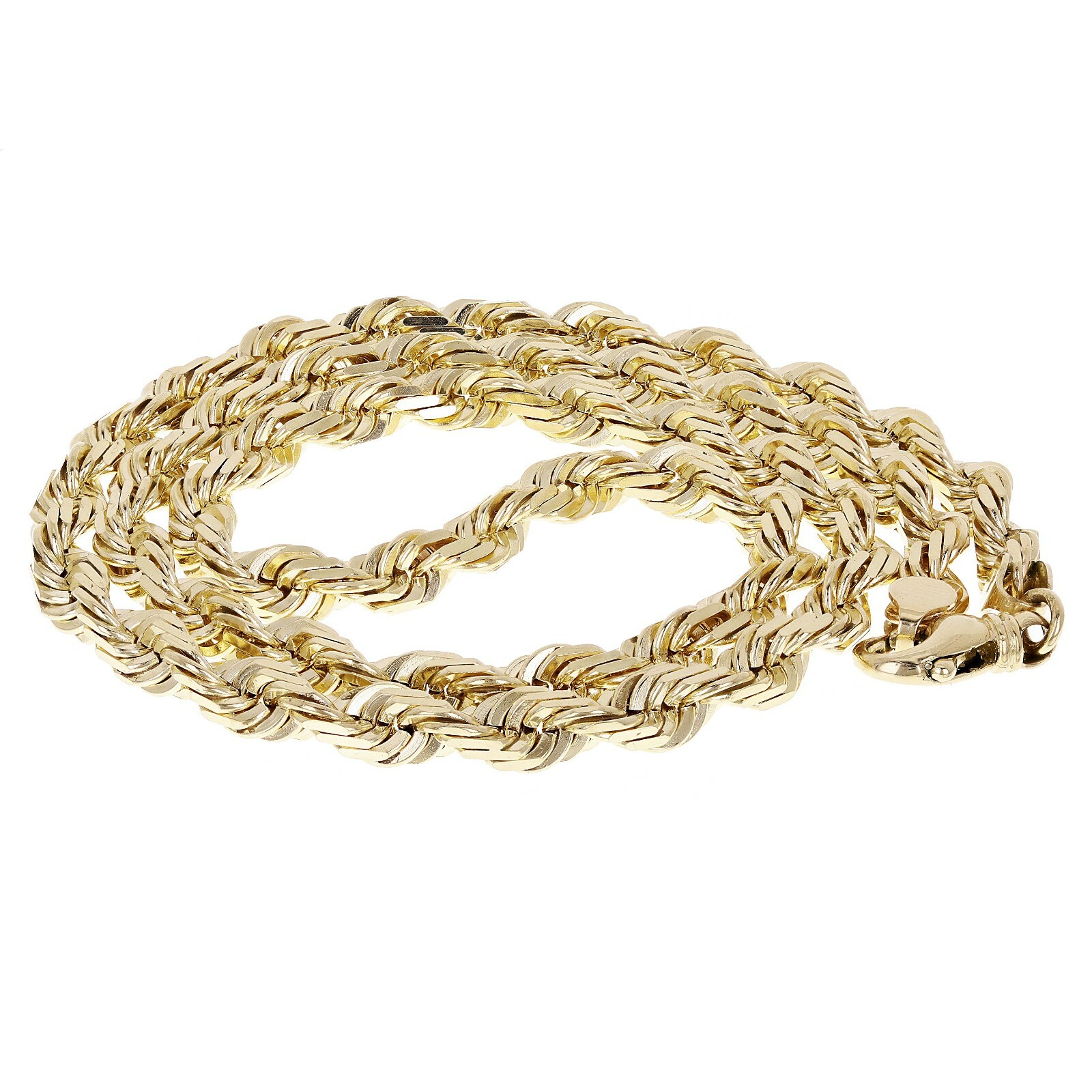 14k Yellow Gold Solid Diamond Cut Rope Chain Necklace 24″ 7mm 97.2 grams