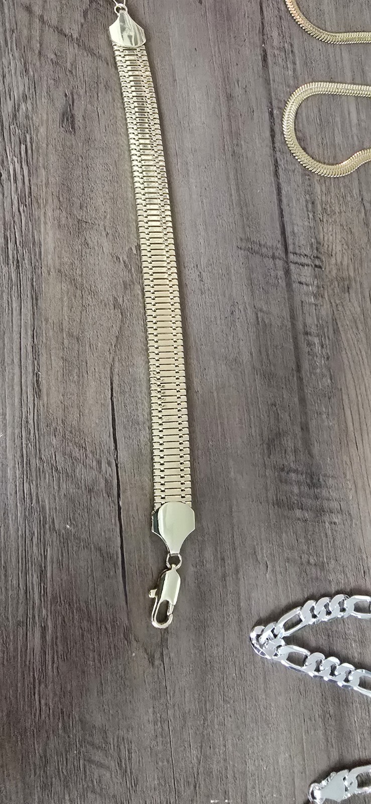 14mm Herringbone Anklet Adjustable 8in To 11in