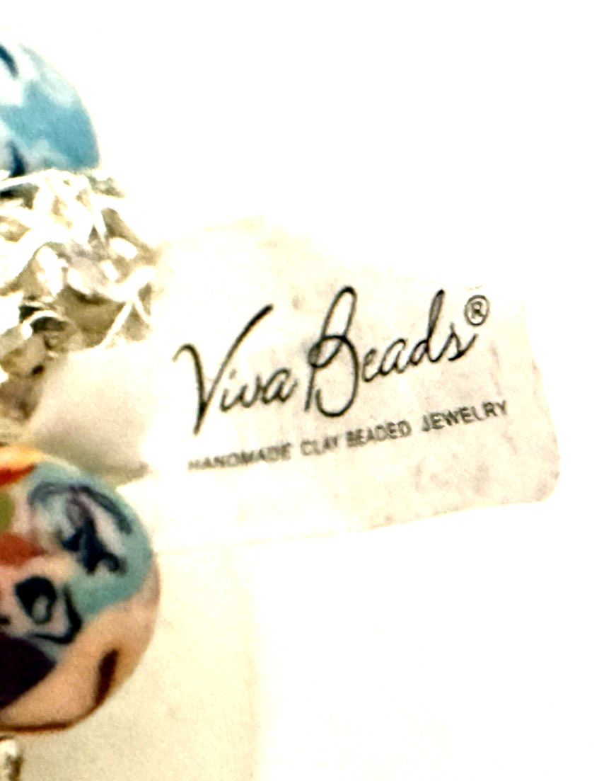 NWT VIVA BEADS Festival Multicolor Handmade Clay Beaded Stretch Bracelet
