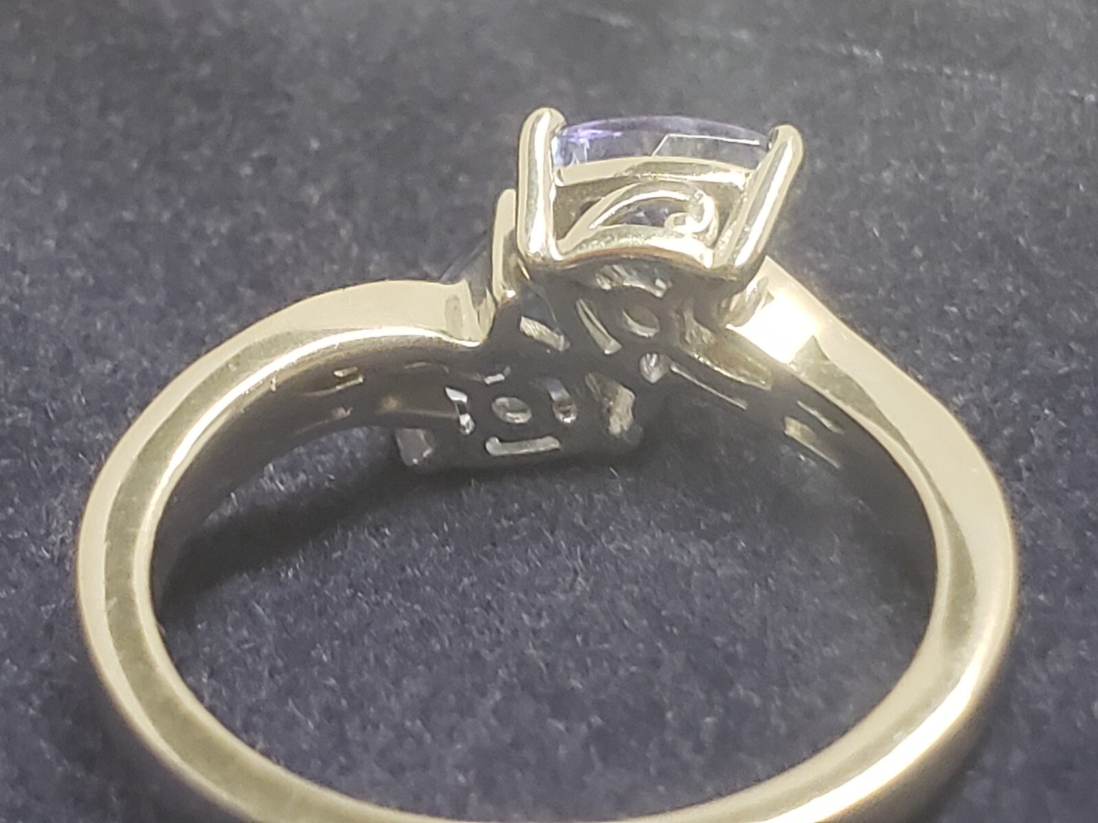 6.0mm Trillion-Cut Tanzanite and White Zircon Duo Bypass Ring in Sterling Silver