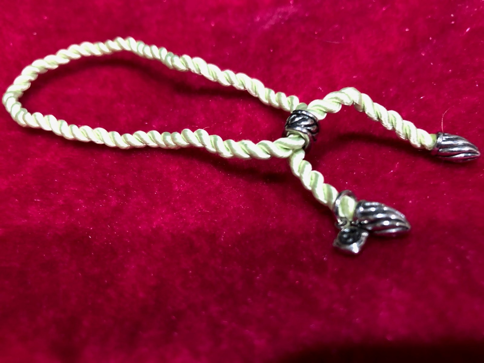 David Yurman Adjustable Rope Bracelet Light Mint Green Color