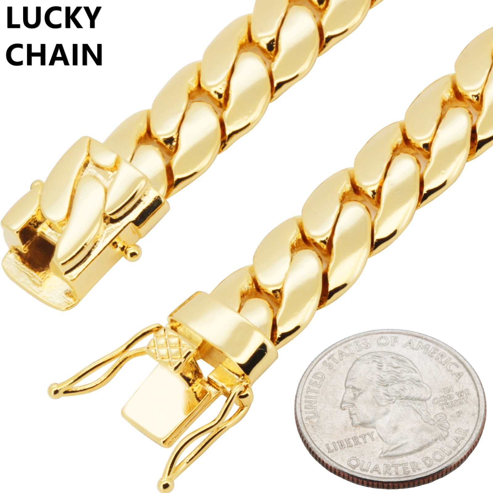 8.5”-30”14K GOLD FINISH MIAMI CUBAN LINK CHAIN OR BRACELET 12MM 51g-180g
