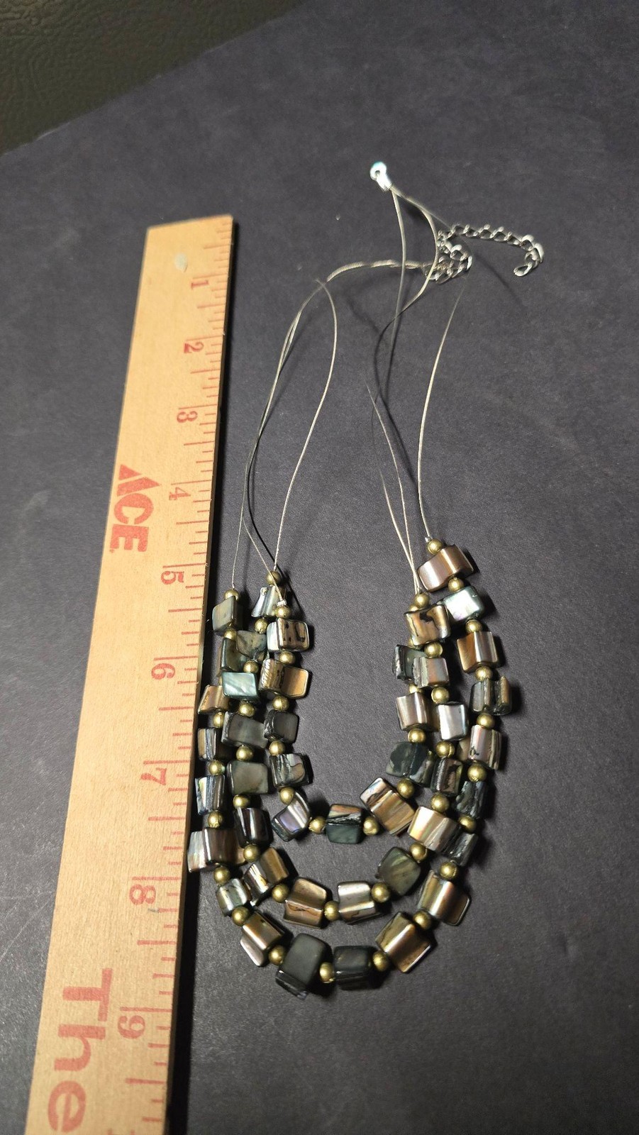 Multicolor Shell Beaded Layered Necklace Gold Tone Boho Nature Jewelry * flaw
