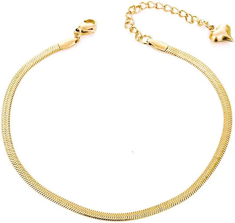 Gold Anklets for Women Waterproof,18K Gold Plated Anklet for Women Snake Chain L
