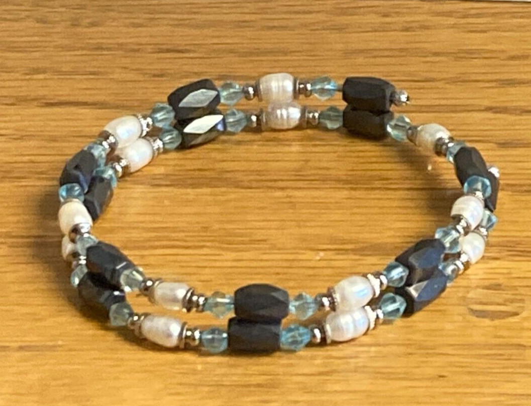 Hematite Magnetic Wrap Beaded Bracelet