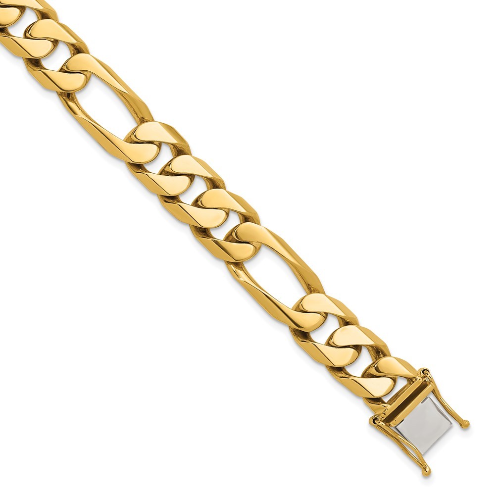 14K Yellow Gold Polished Solid 12.3mm Figaro Chain Bracelet 8.5″