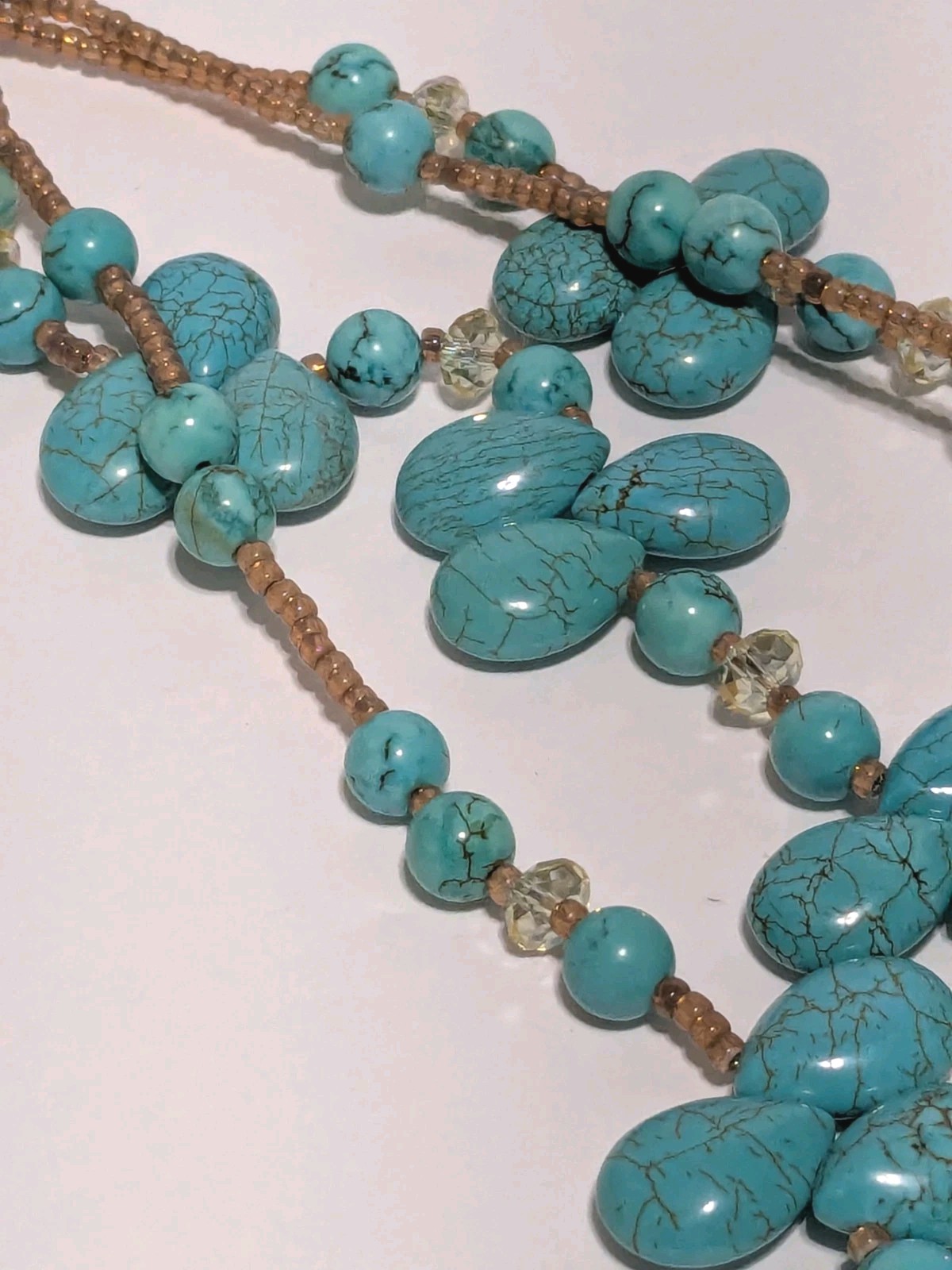 Layered Cluster Howlite Necklace With Multicolor Glass & Acrylic Beads. BOHO