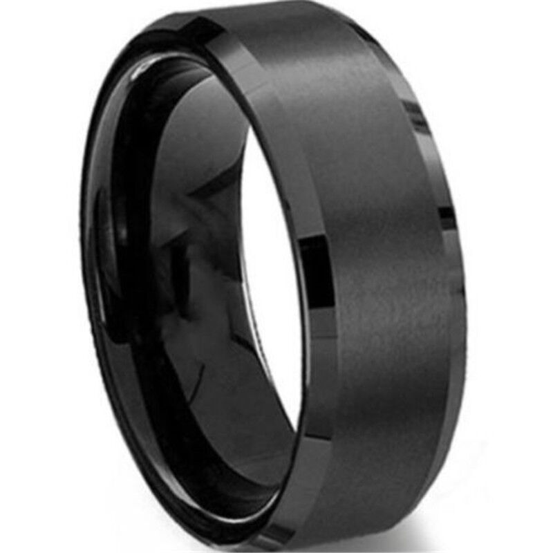 Men’s Fashion Ring Charm Stainless Steel Black/Gold/Silver 8mm Width Sz 6-12