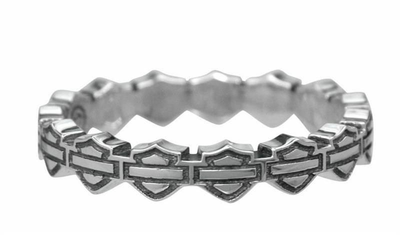 Harley-Davidson Ladies Silver Bar & Shield Stacking Ring 7 / HDR0169
