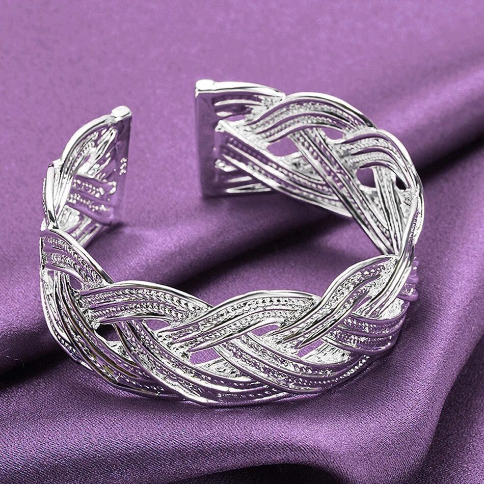CHSHINE 925 Sterling Silver Adjustable Bracelet Bangle Ring Charm Jewelry Sets