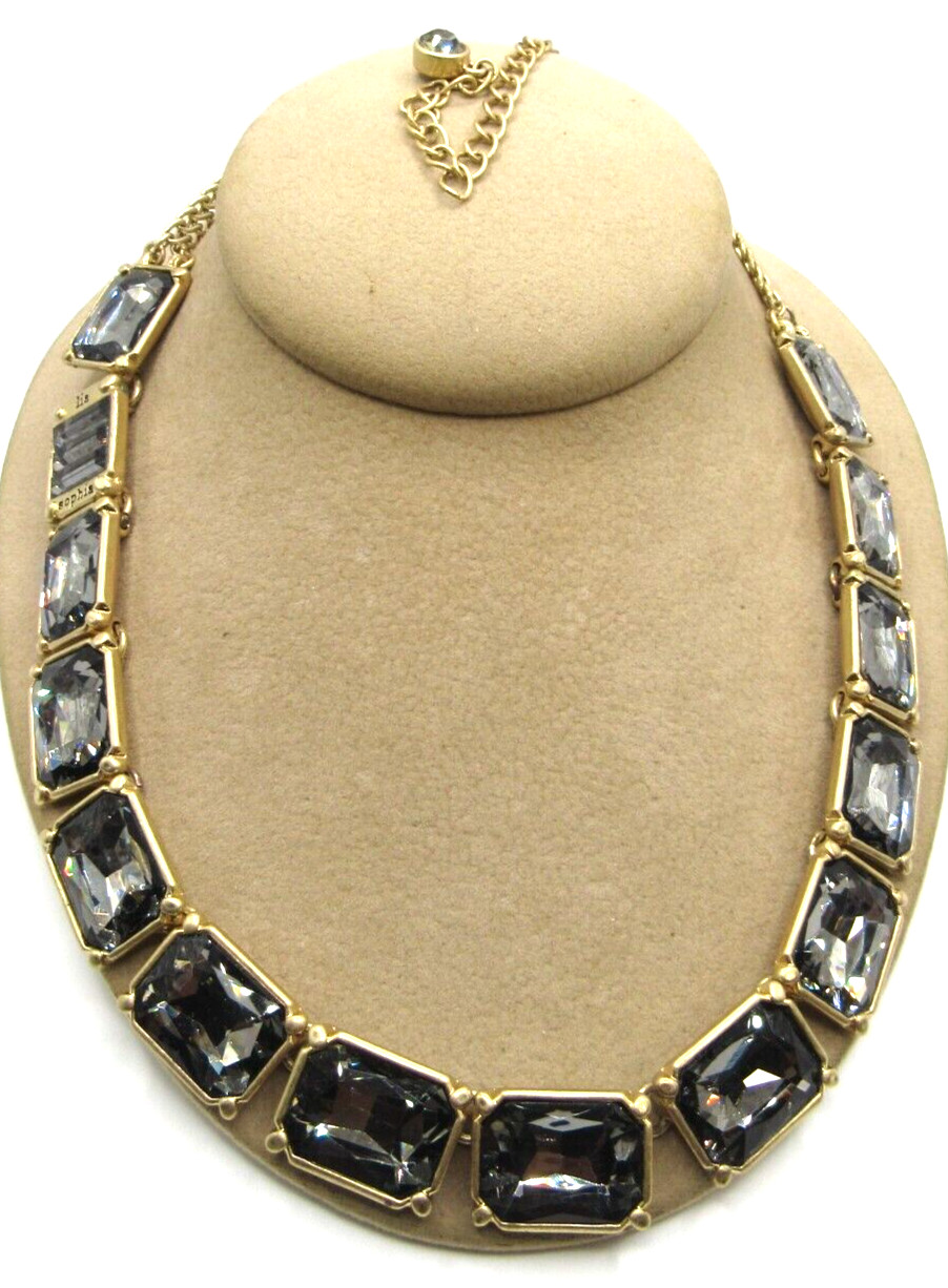 Lia Sophia VERSAILLES Smokey Grey Crystal Gold Tone Necklace New with Tags