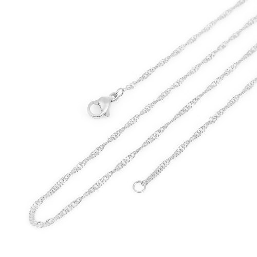 Stainless Steel Braided Rope Chain Silver Tone 50.5cm(19.5) long,1.7mm