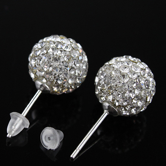 1Pair Czech Crystal Disco Ball Stud Sparkle Earring 4mm 6mm 8mm 10mm