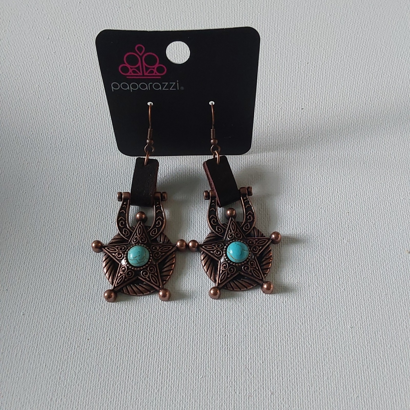 Paparazzi Western Warden Copper Star 2″ Earrings + Wings Ring Nickel Free #2
