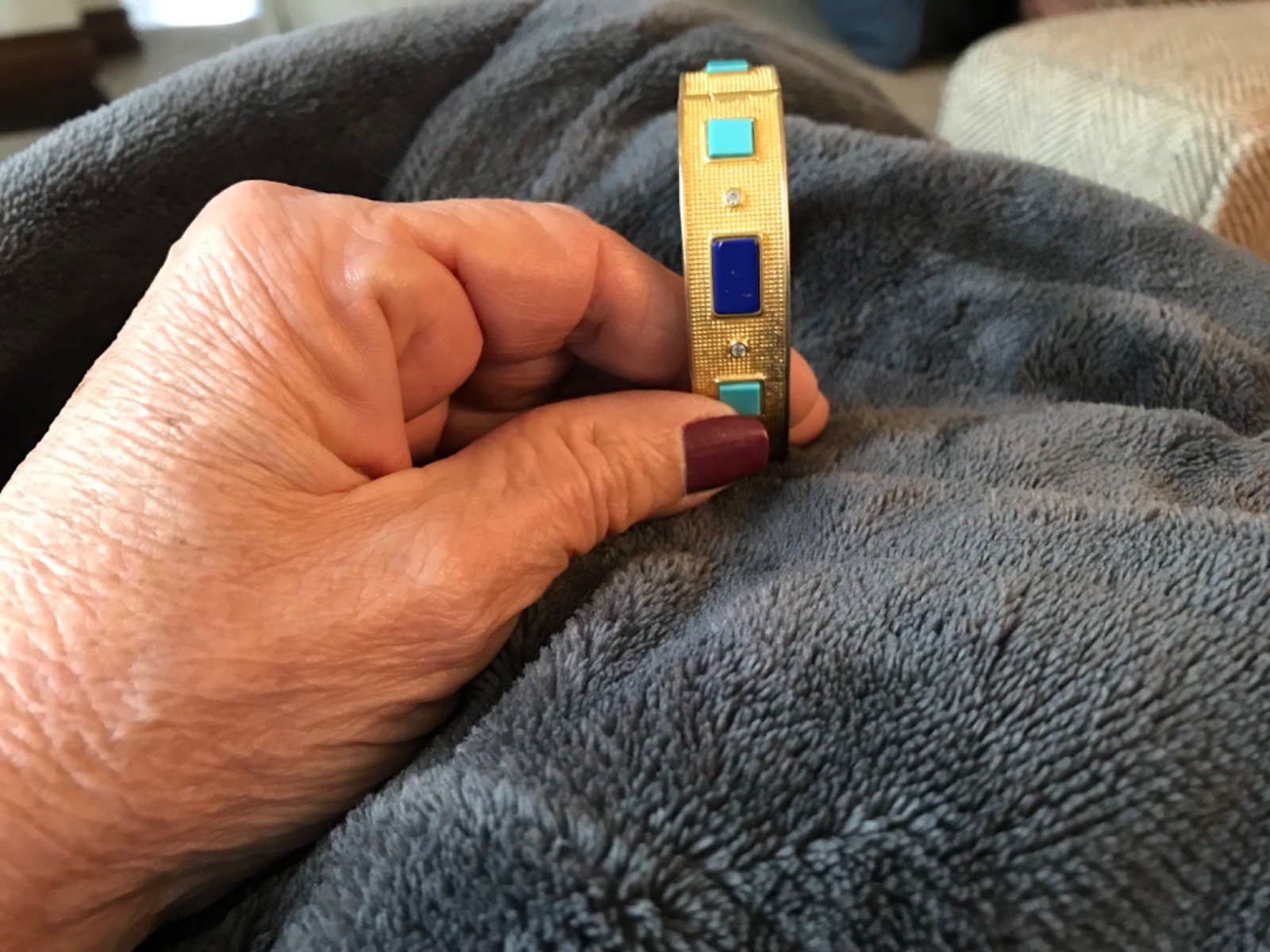 Freida Rothman Brick set 925SS with square turquois, lapis and bezel clear cz