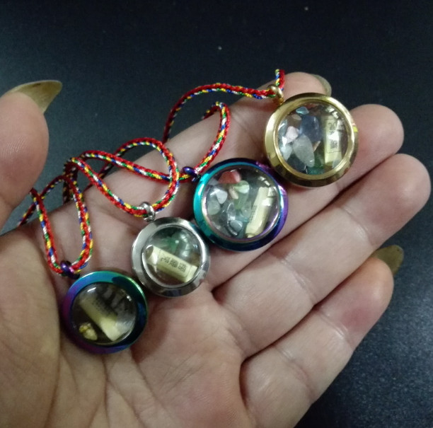 Steel+ Glass Waterproof Medicine Box Pill Case Necklace Beads Pendants