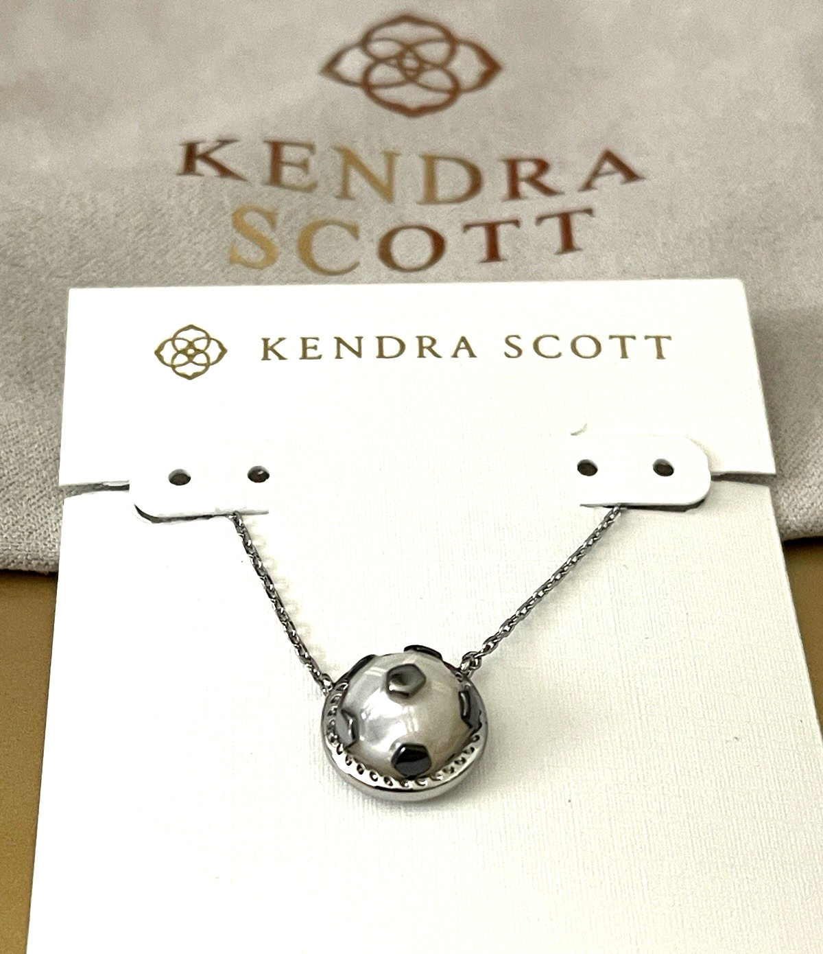 Kendra Scott SOCCER Pendant Necklace Silver-Plated Chain New + Dust Bag