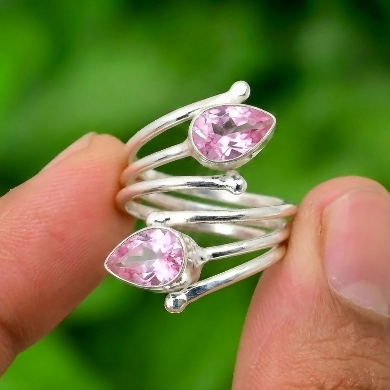 Pink Kunzite Ring 925 Sterling Silver Ring Handmade Gemstone Ring Women’s Ring