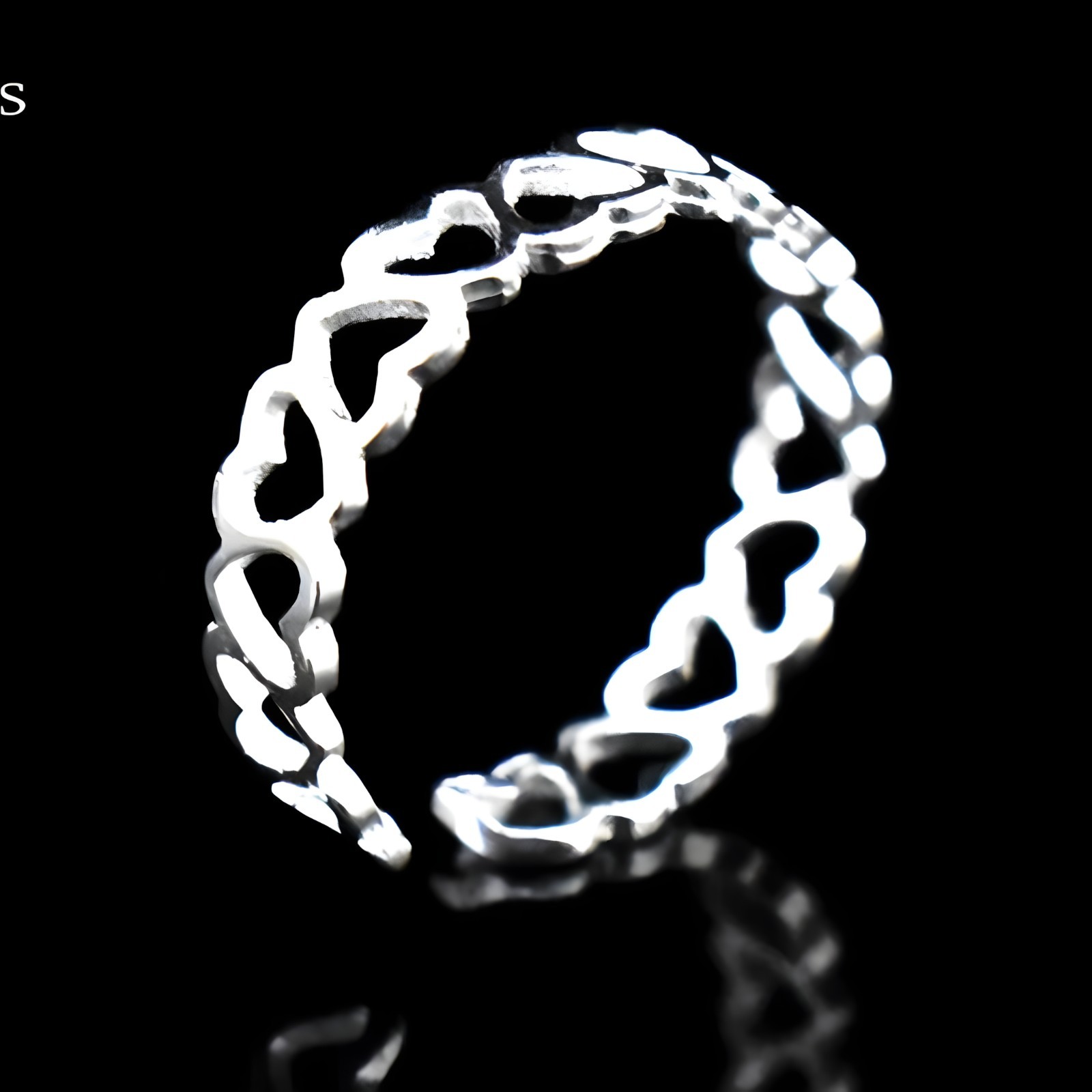 Unified Jewellery Sterling Silver Heart Ring(Adjustable)Open Heart Band Ring 389