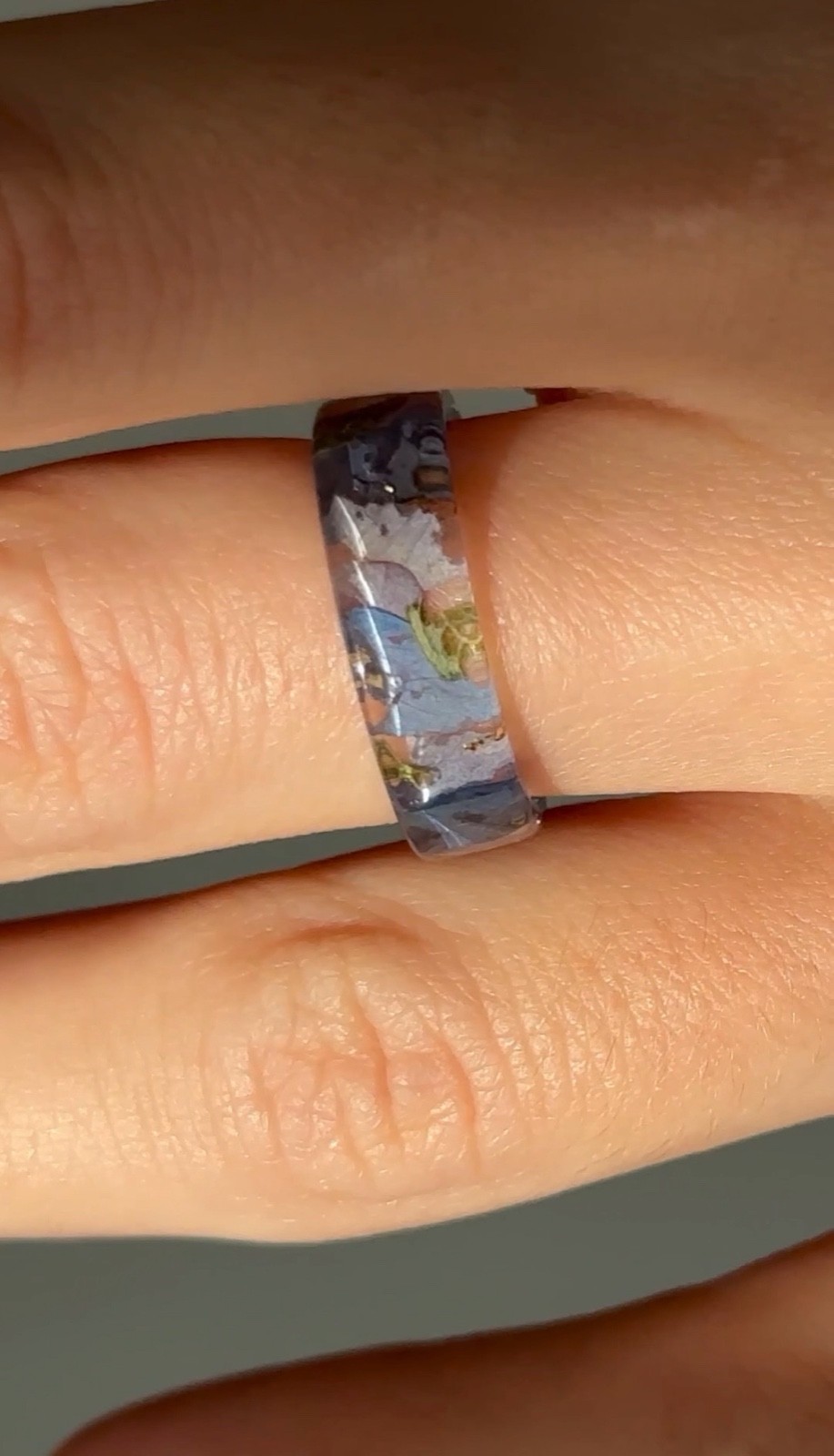 Hydrangea Ring With Real Blue Purple Petals, Nature Inspired Resin Ring