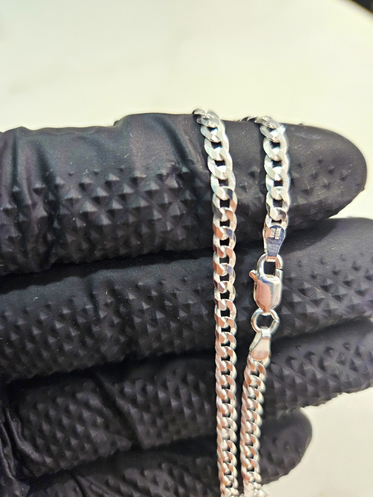 Silver Tone 3.5mm Cuban Link Chain Necklace 18in Lobster Clasp