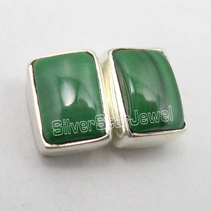 FINAL AND BEST OFFER 925 Silver Collectible MALACHITE Studs Earrings Pair 0.8 CM