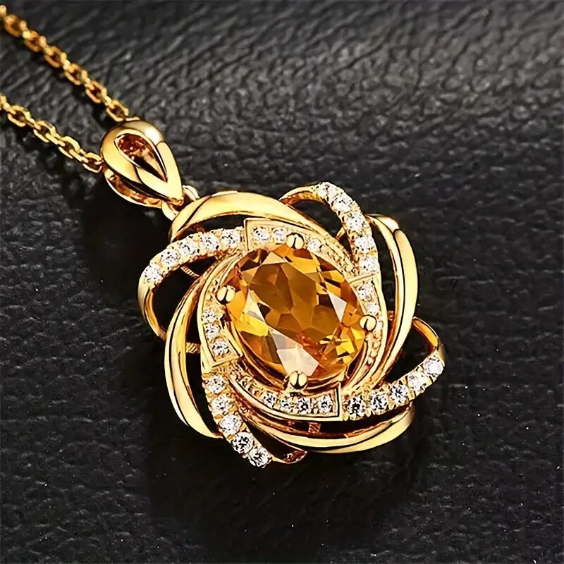 Rhinestone Decor Sunflower Pendant Necklace Jewelry Women Girls Fashion Gift New