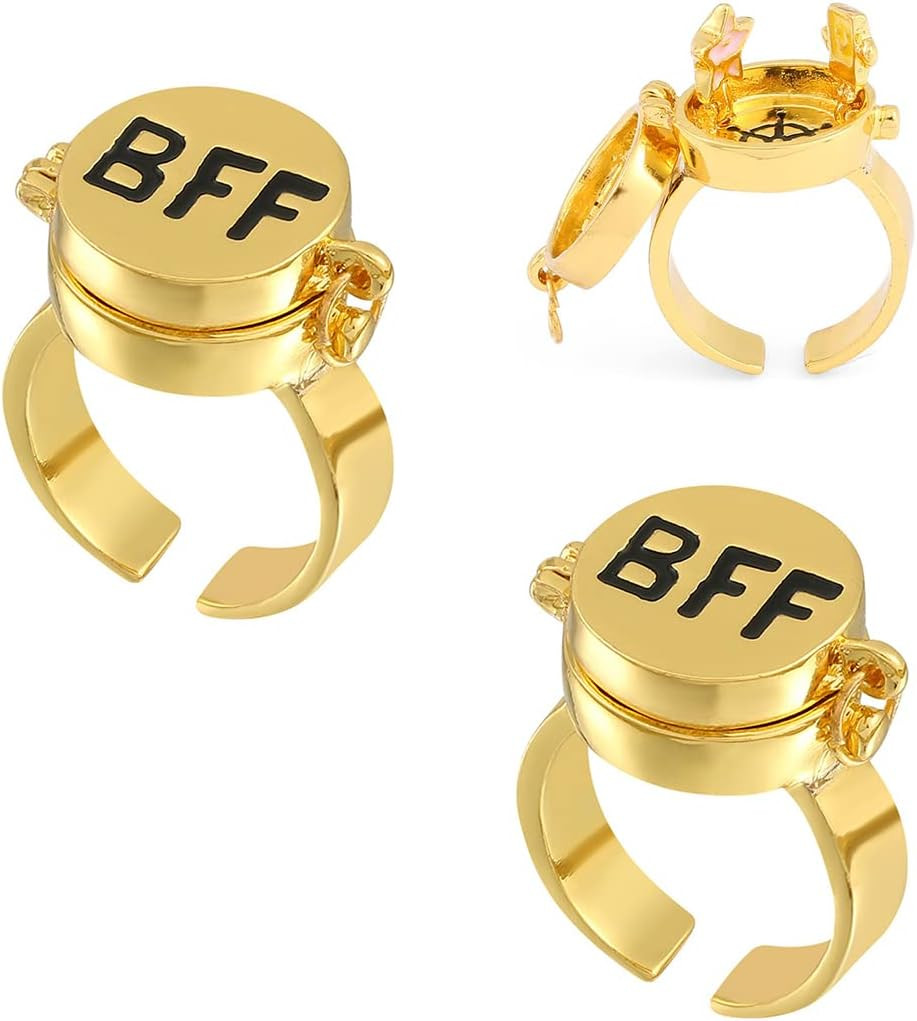 BFF Rings for Best Friends Forever Ring Cute Spongebob Rings Adjustable Rings