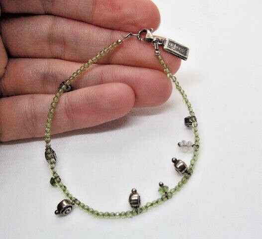 Baroni Designs Mini Mint Green & Silver Tone Spiral Beaded Bracelet 7.25 Inch