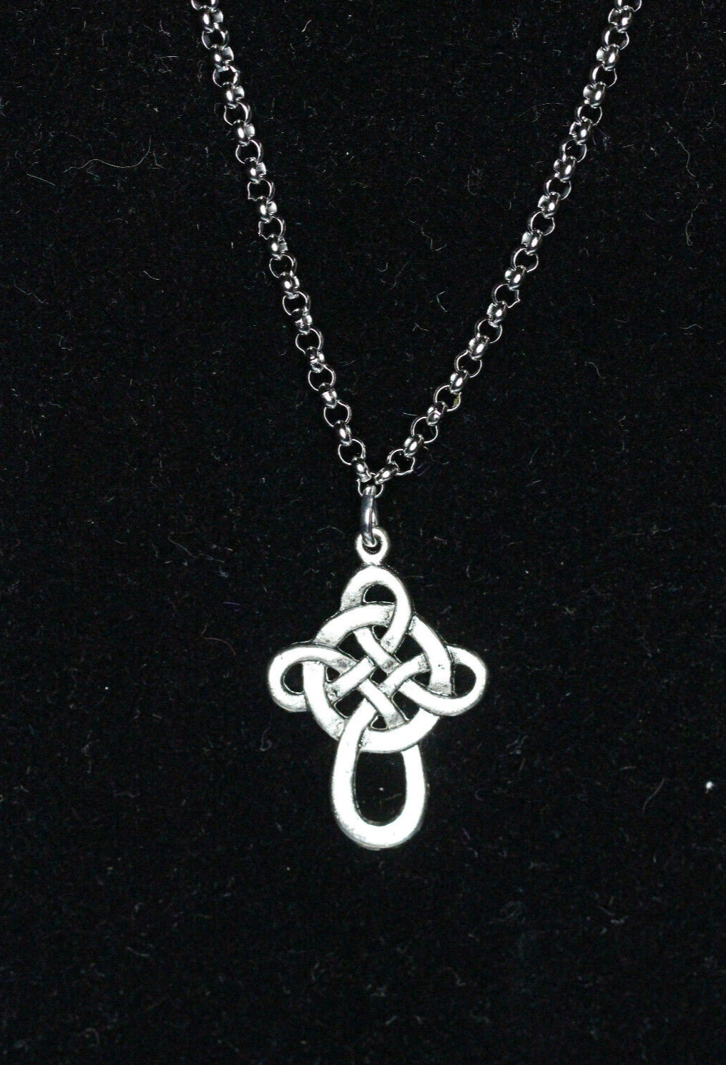 Celtic Knot Cross Charm Silver Pewter Pendant Stainless Steel Chain Necklace 18″