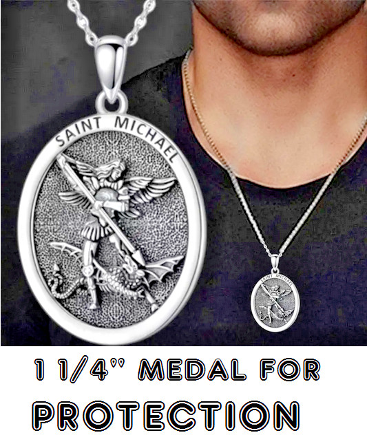 MEN ARCHANGEL ANGEL ST MICHAEL Pendant On 22″ 925 Sterling Silver Necklace Faith