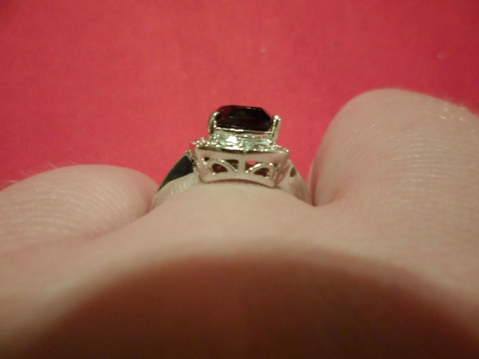 Brazilian Smokey Quartz Cushion Solitaire Ring in Platinum OverlaySize 7-3.11CTW