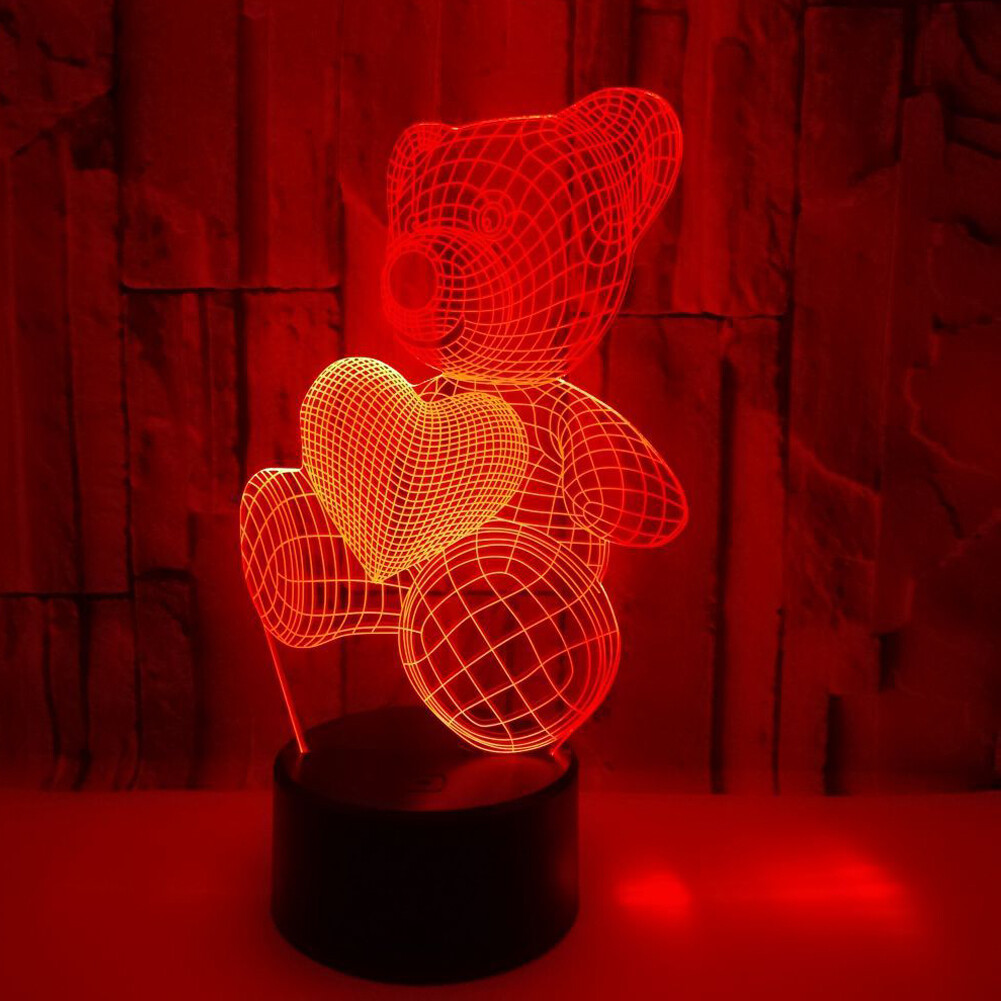 US 1 Pack Love Birthday Teddy Bear Thanksgiving Christmas Wife Gifts LED Light