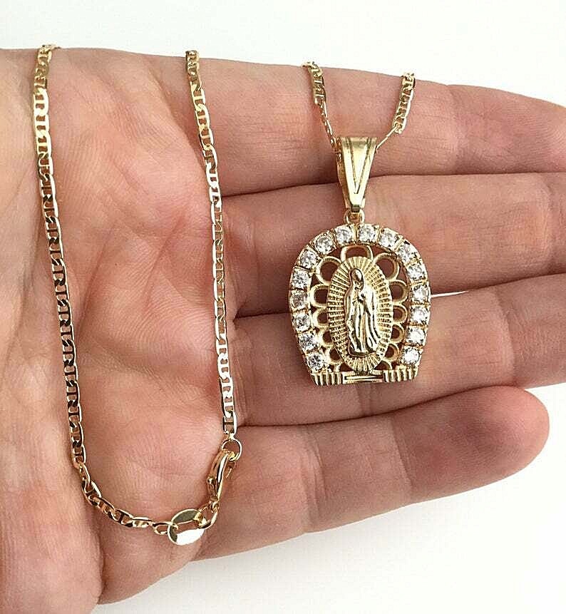 18K GOLD FILLED GUADALUPE HORSESHOE NECKLACE 20″ / CADENA GUADALUPE 20″ – N32