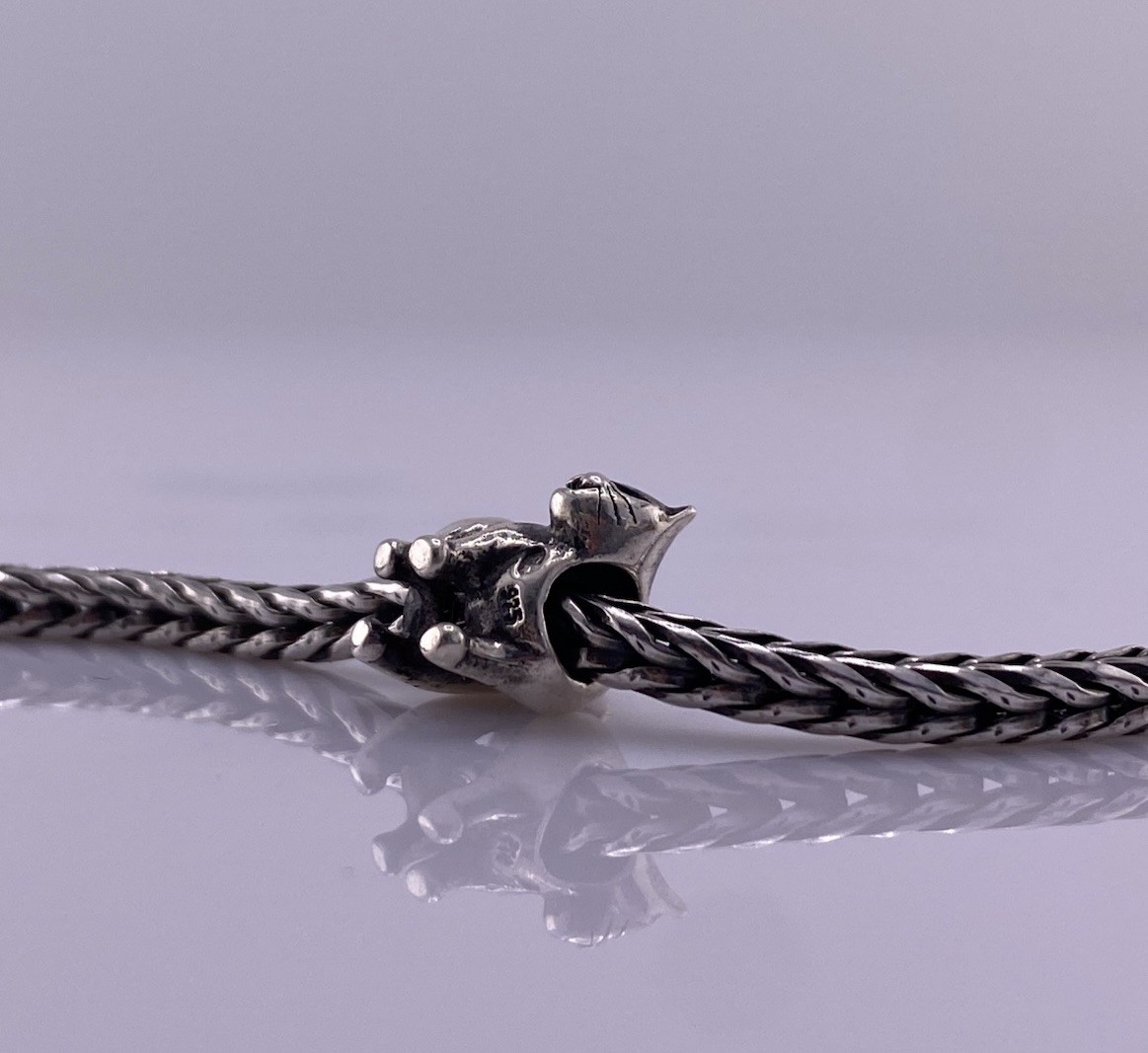 Handmade USA Black Cat Bead Charm 925 Sterling Silver Halloween New