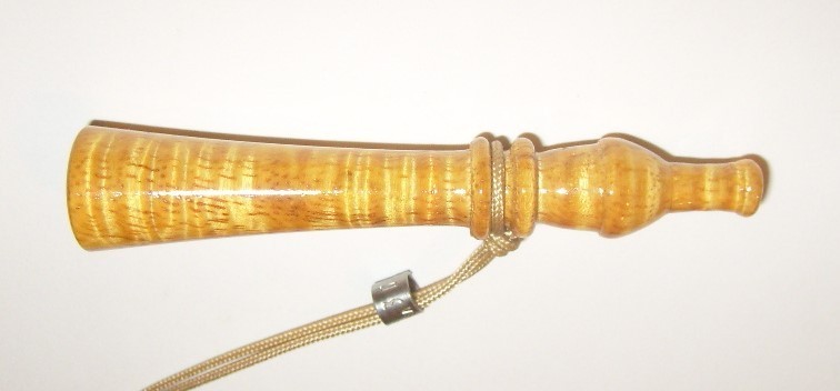 Turkey Call “Outdoor Jewelry” Necklace – Honey color Curly Koa 3 1/4 in X 19/32