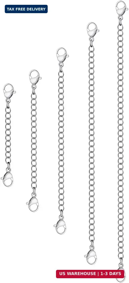 ⛓️ Sterling Silver Necklace Extenders Set – 5 Sizes for Perfect Fit