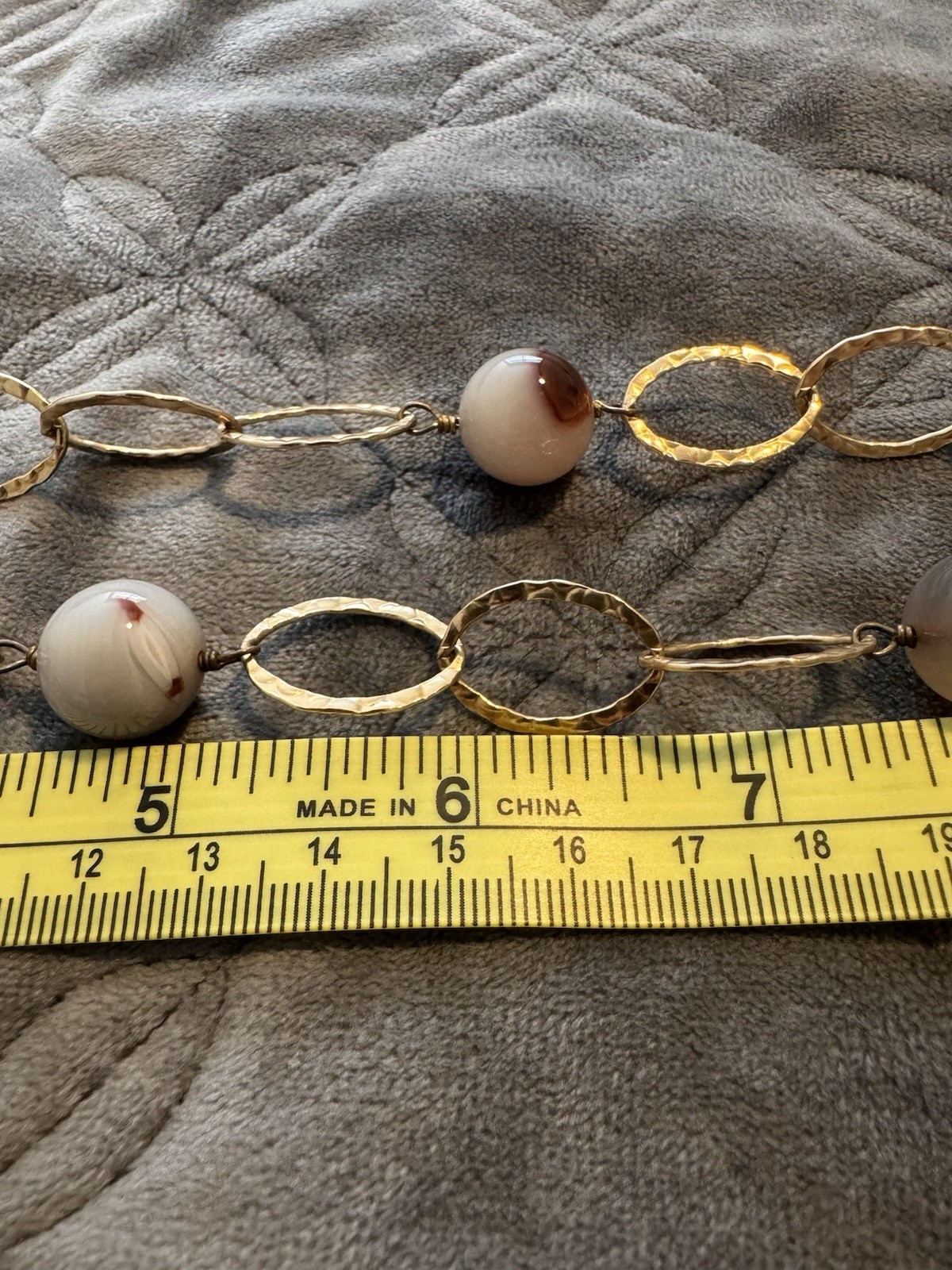 14K Gold Filed Hammered Link Dendritic Agate
