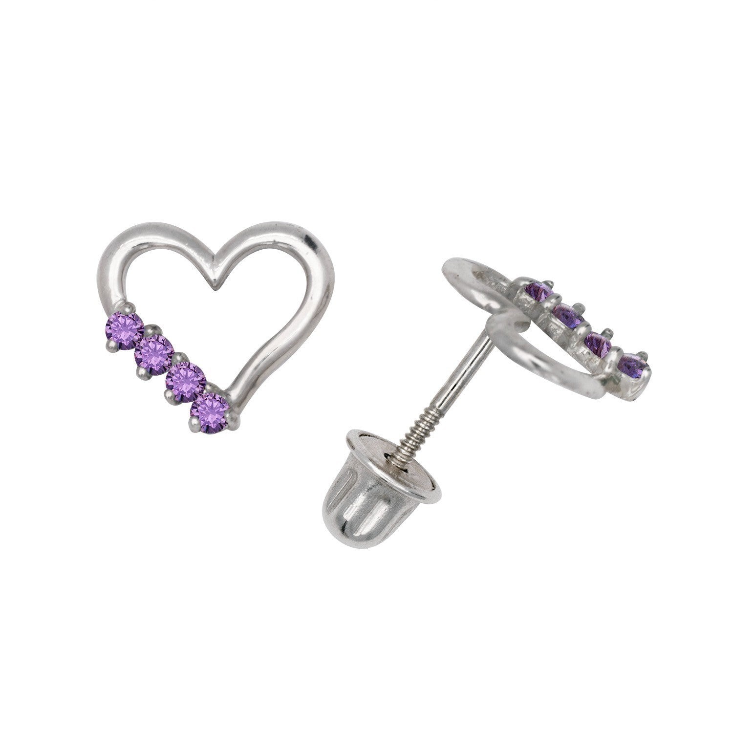 14K Yellow & White Gold Elegant Heart Shaped CZ Stud Earrings for Women