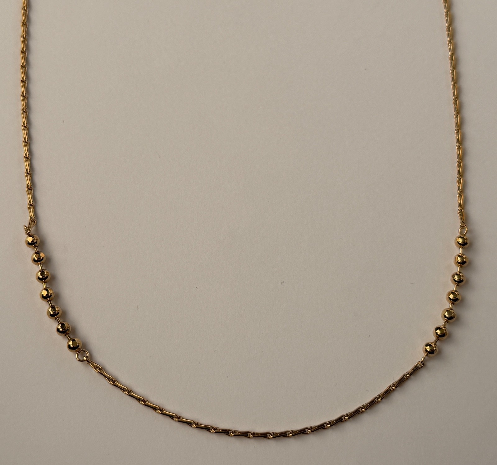 NWT Saint Laurent YSL Ball & Wheat Chain Station Gold Tone Brass Necklace $695