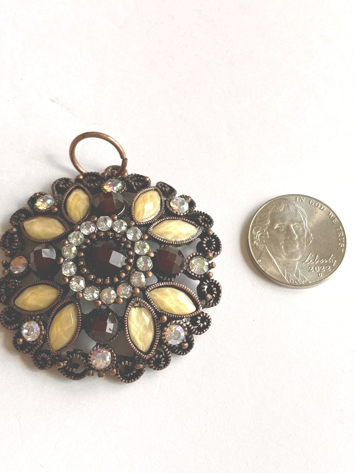 2 Inch Round Pendant—- New Without Tags- No Missing Stones