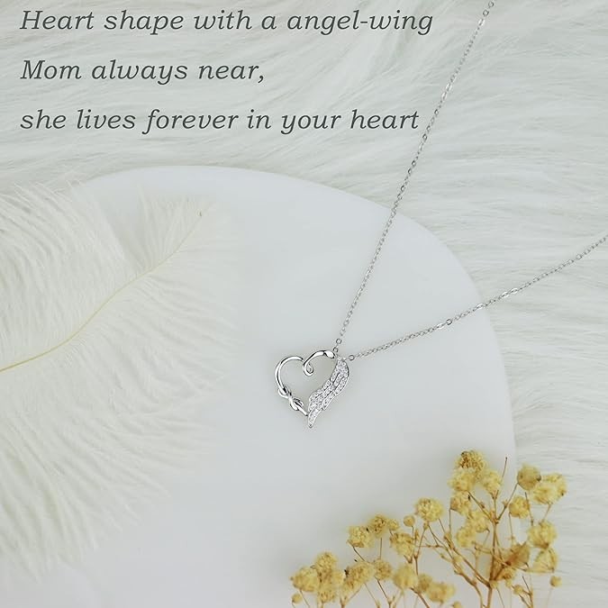 Sterling Silver Angel Wing Memorial Necklace for loss of Mother – Sympathy