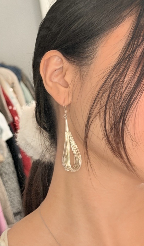 Silver Tone Teardrop Dangle Drop Earrings, Metal French Wire Hooks