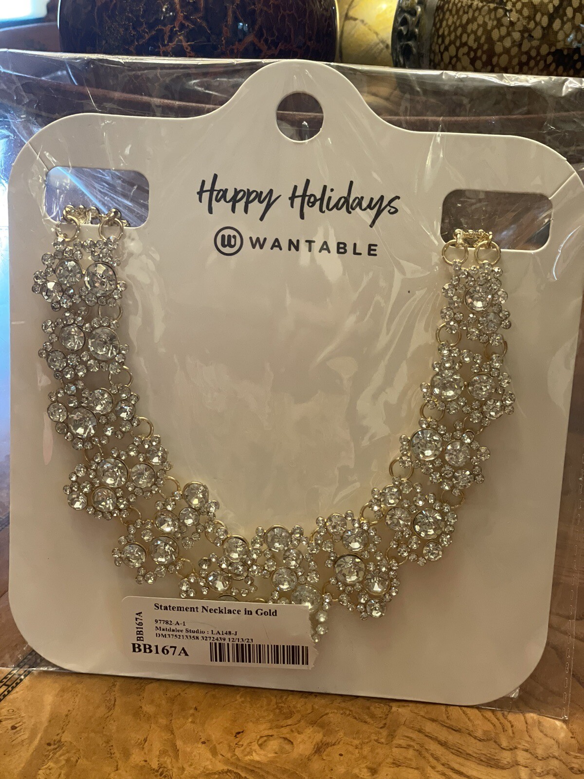 Wantable Matdalee Gold Clear CZ Mariah Statement Necklace NEW Fashion