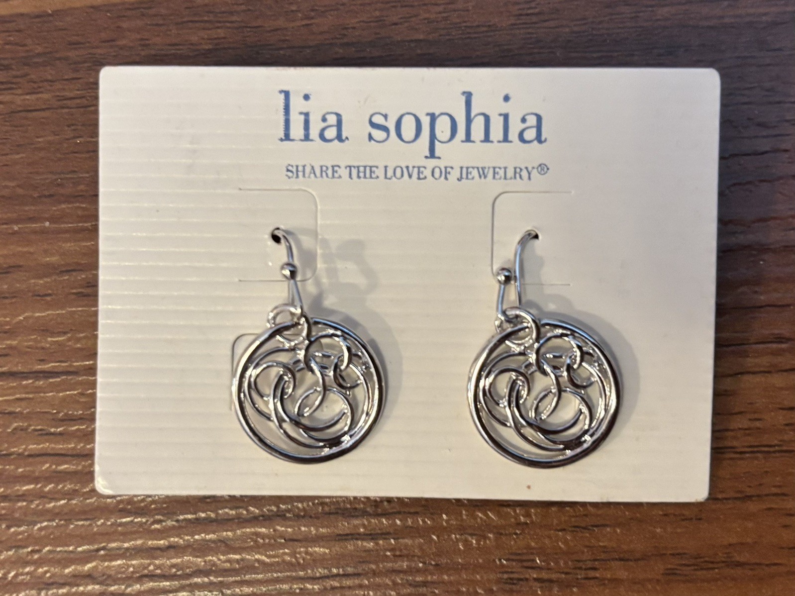New Lia Sophia Silver Tone Dangle Hook Earrings