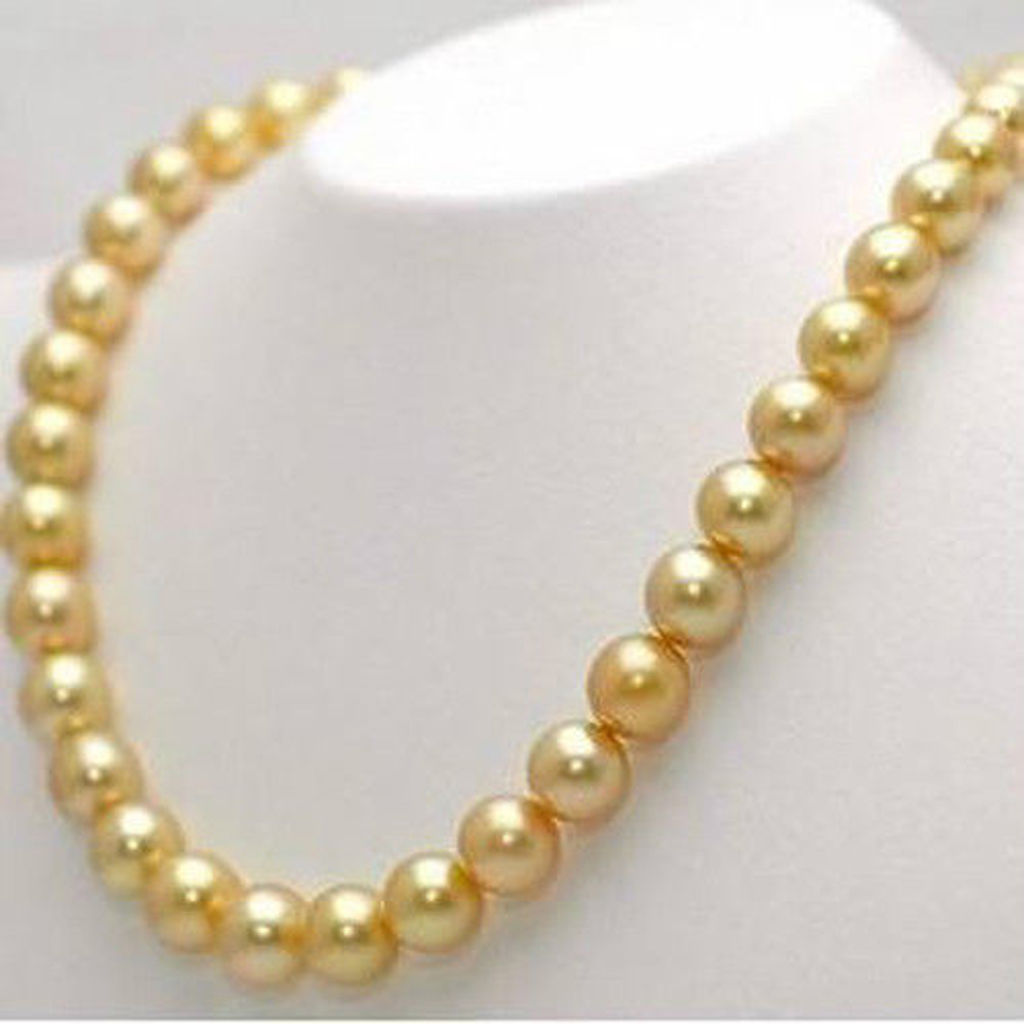 Long 18-108” 8mm-16mm South Sea Golden Shell Pearl Round Beads Necklace